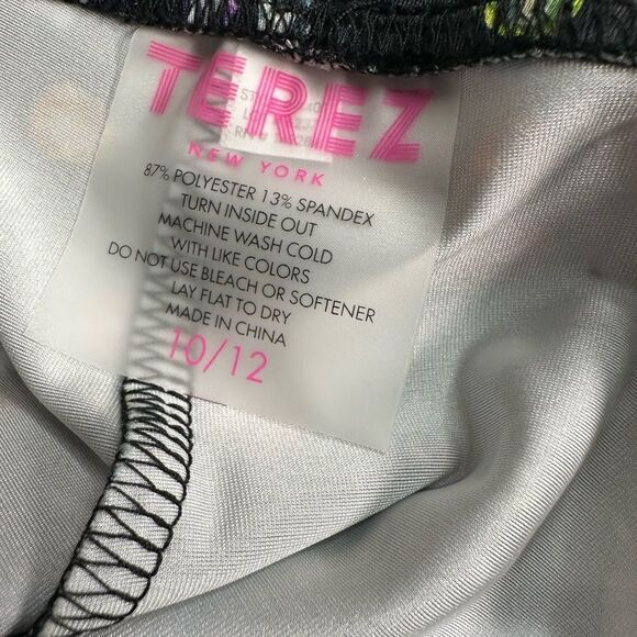 NWT Terez Child Girls Black Multi Color Jewel Print Leggings - Size 10/12 - Picture 3 of 5